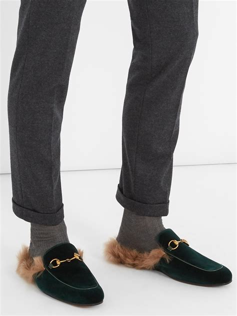 furry gucci loafers